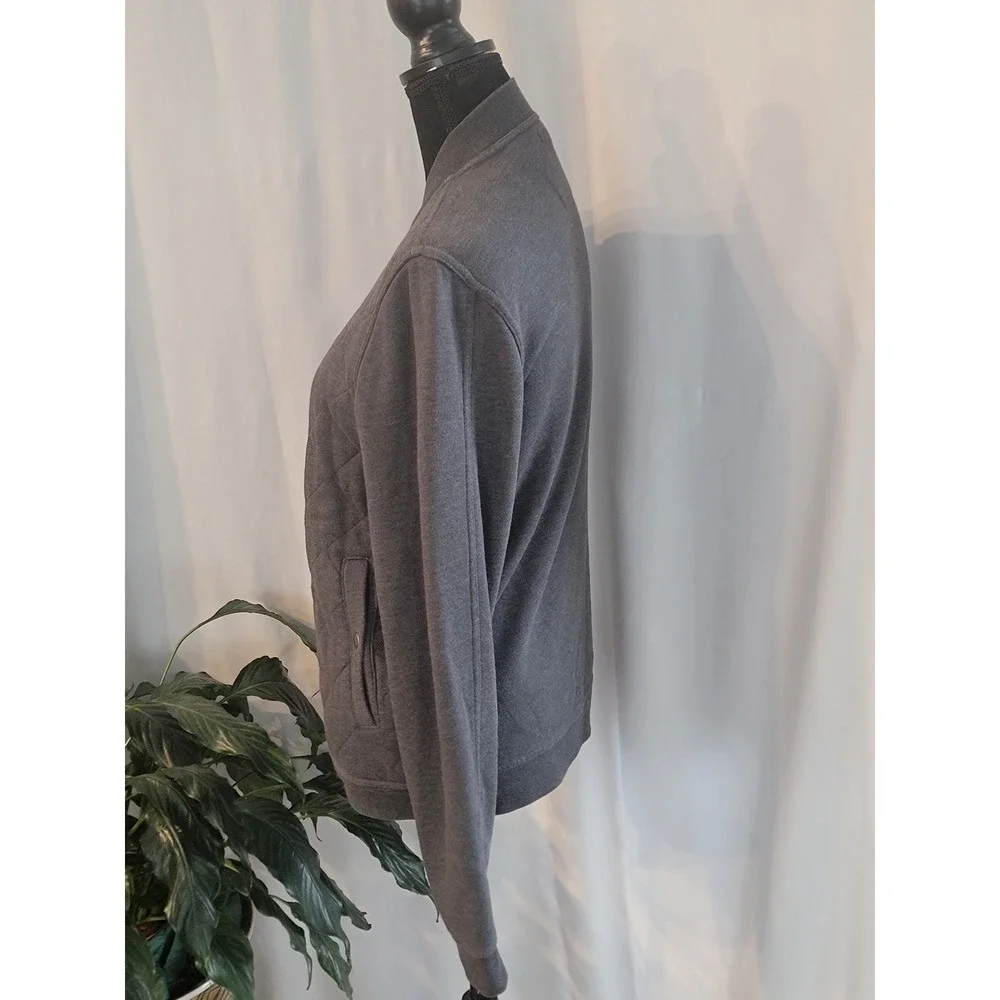 Banana Republic Mens Gray Quilted Full Zip Bomber Jacket Size M Charcoal‎